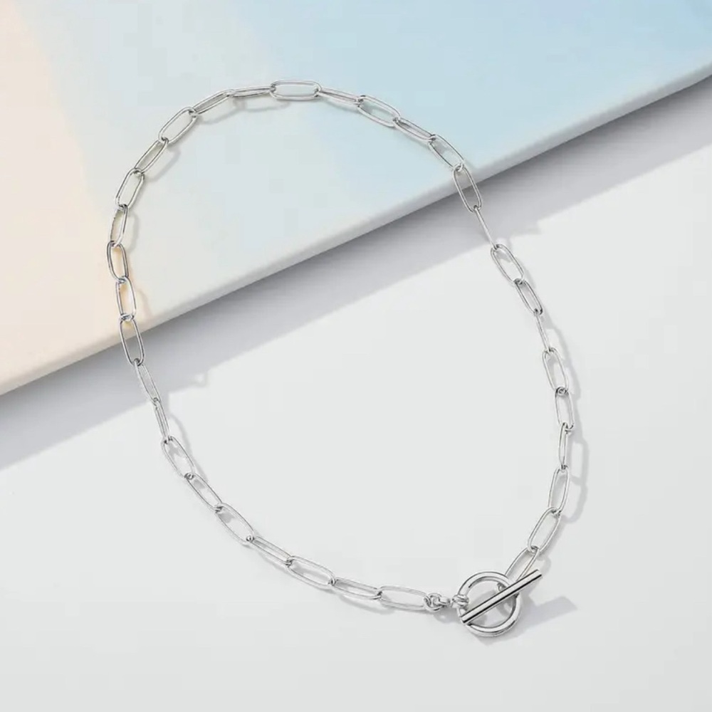 Stainless Steel paper clip chain necklace simple elegant boho chic design